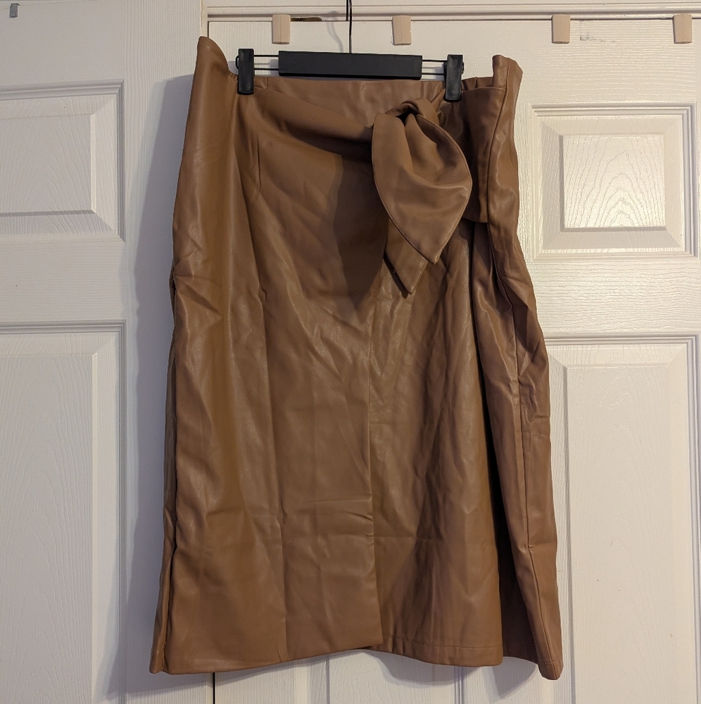 CHOOSY Chic Brown Midi Wrap Skirt NWT